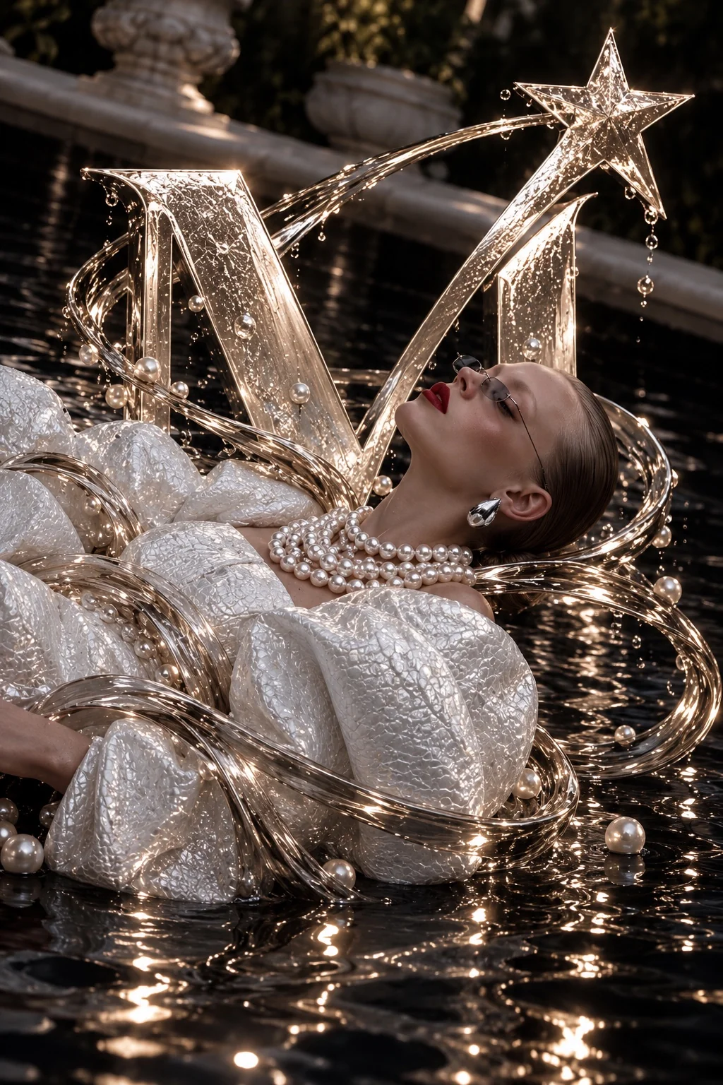 Pearls, sculptural ivory couture and liquid gold